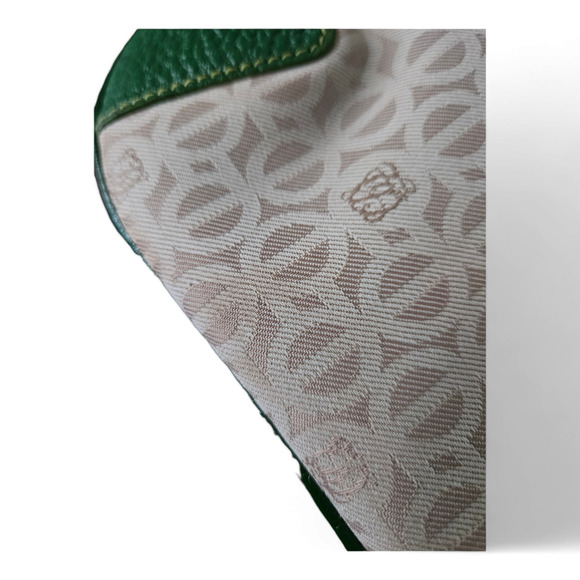 Louis Quatorze Paris Green Monogrammed Leather and Canvas Shoulder Bag. - Picture 8 of 9